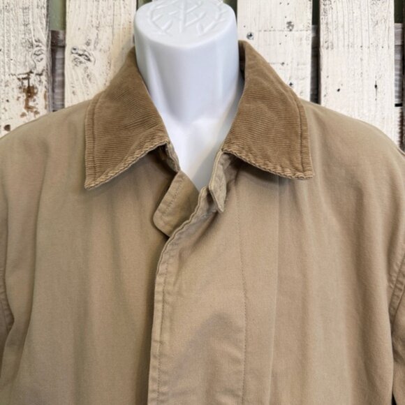 VTG Britches Great Outdoors Duster Jacket Mens Large Trench Khaki Button Cotton - Picture 4 of 13